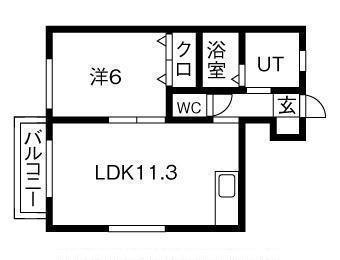 ミロワール桜町II(1LDK/1階)の間取り写真