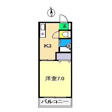 JR土讃線 小村神社前駅 徒歩118分 2階建 築25年(1K/1階)の間取り写真