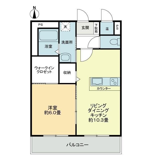 フォブール栗林南B(1LDK/2階)の間取り写真