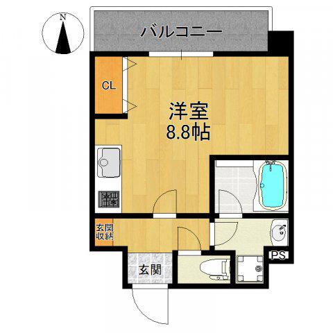 CREA放出西(ワンルーム/3階)の間取り写真