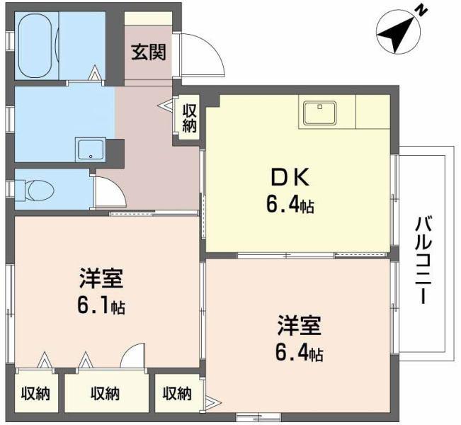 CASA LARGAII(2DK/1階)の間取り写真