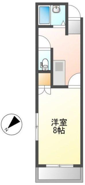 ドゥエルU(1K/1階)の間取り写真