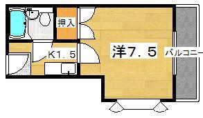 アートハイツ西崎(1K/2階)の間取り写真