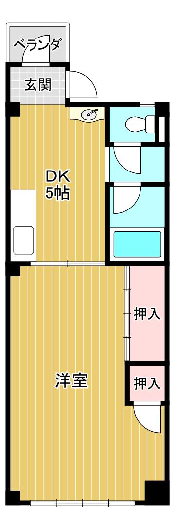 コテージ八坂(1DK/5階)の間取り写真