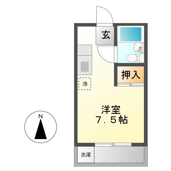 コーポアポロ(ワンルーム/3階)の間取り写真