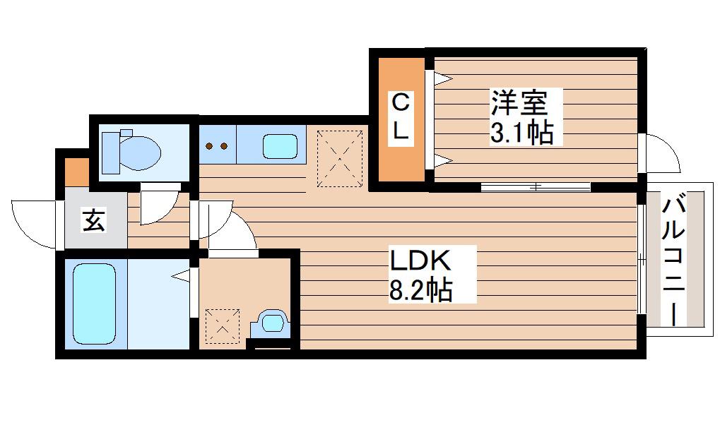 VIVID 長町南(1LDK/1階)の間取り写真