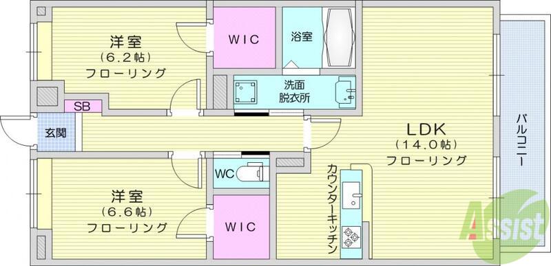 キャロット2(2LDK/2階)の間取り写真