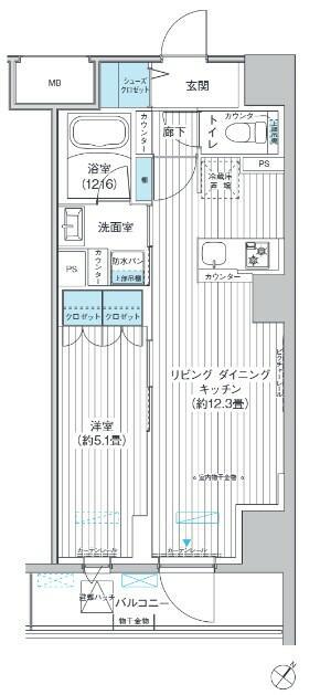 メゾン クロロ(1LDK/6階)の間取り写真