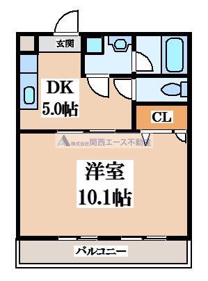 フジパレス美田(1DK/1階)の間取り写真