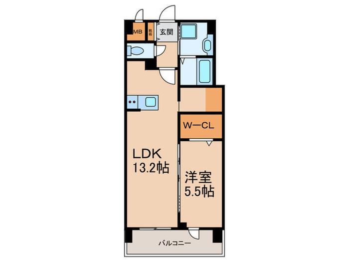リヴェルナ平尾(1LDK/5階)の間取り写真
