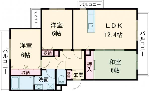 ルミエール合川(3LDK/4階)の間取り写真