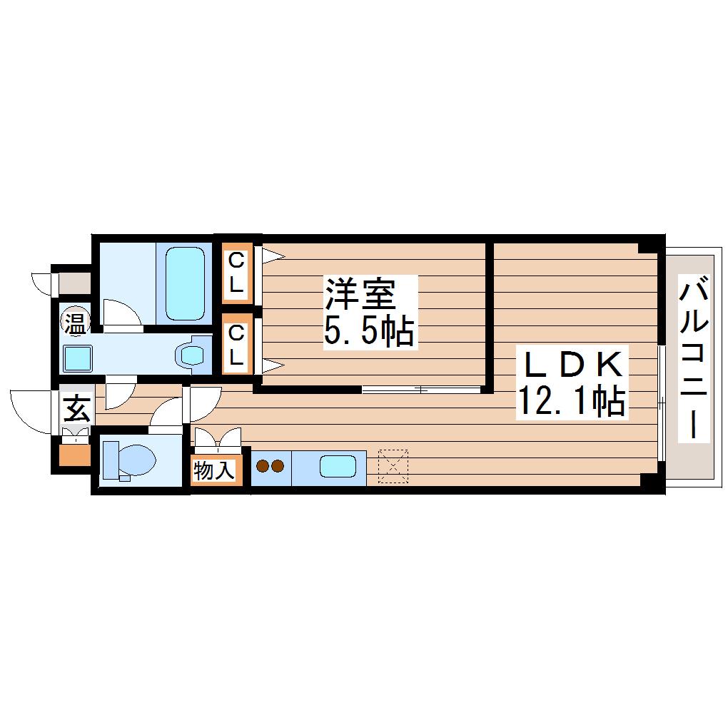 ヘリオスII(1LDK/3階)の間取り写真
