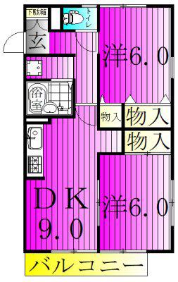 ハイム寿々(2DK/1階)の間取り写真