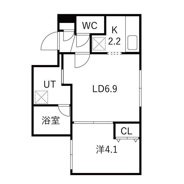 シティプレミア新道東 北32条東17丁目MS(1LDK/1階)の間取り写真