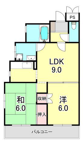 マインドパレス須磨浦(2LDK/1階)の間取り写真