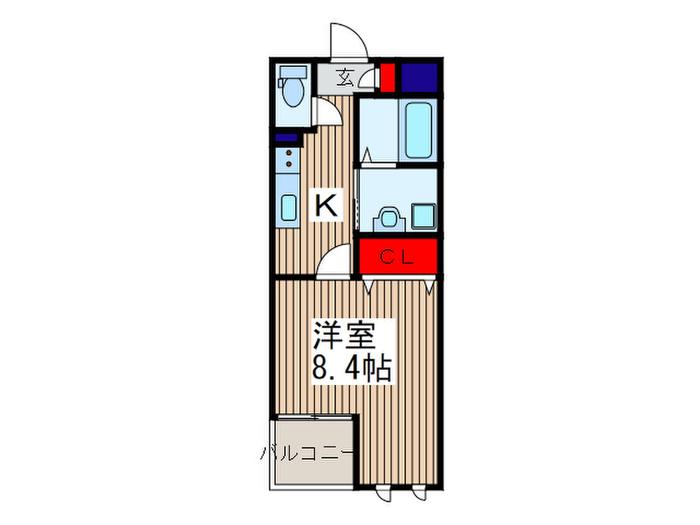 ウインズコート(1K/2階)の間取り写真