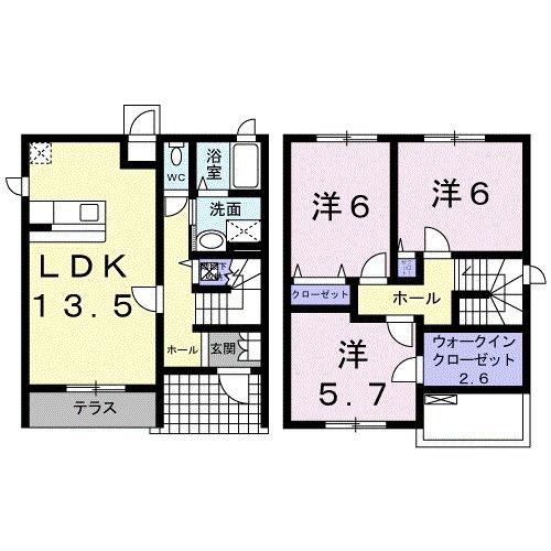 花水木カワイ(3LDK/1階)の間取り写真