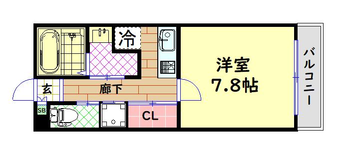 ZERO弁天(1K/5階)の間取り写真