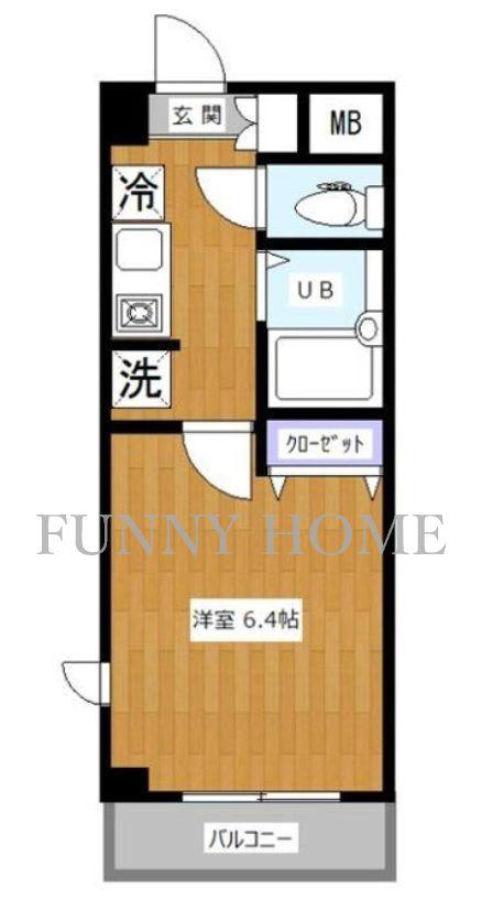 サンクレスト若林(1K/3階)の間取り写真