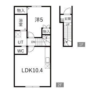 EQUUS D棟(1LDK/2階)の間取り写真
