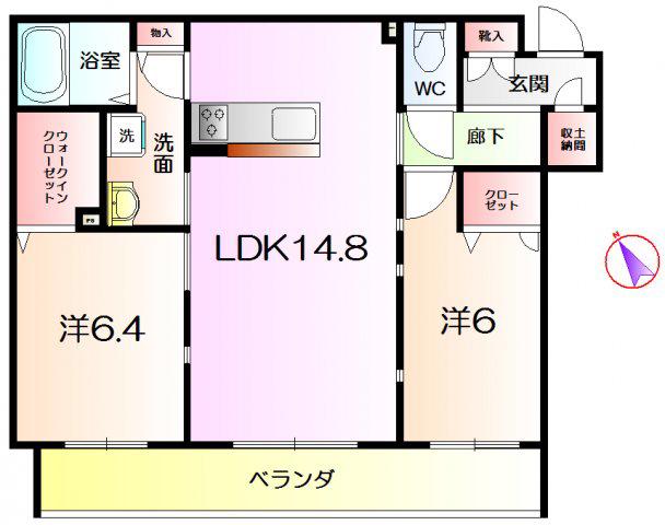 ALBERGO三国ヶ丘(2LDK/3階)の間取り写真