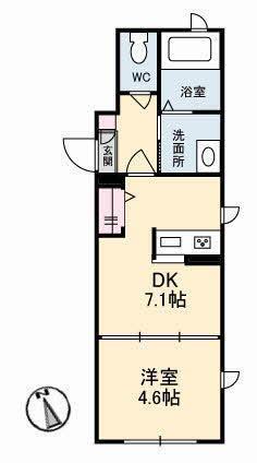 エトワール御船(1DK/1階)の間取り写真