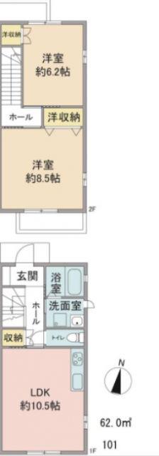 メゾン カンパニュールA棟(2LDK/1階)の間取り写真