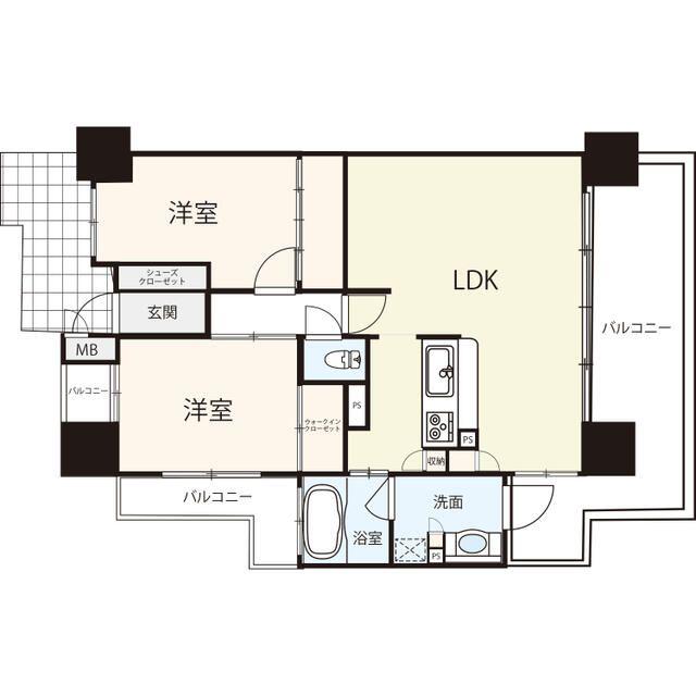 サーパス城見通三番館(2LDK/8階)の間取り写真
