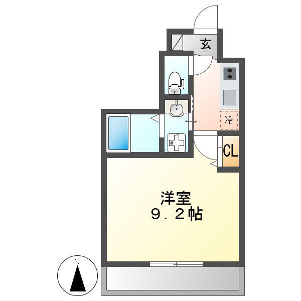エストゥルースプラスノース名古屋(1K/3階)の間取り写真