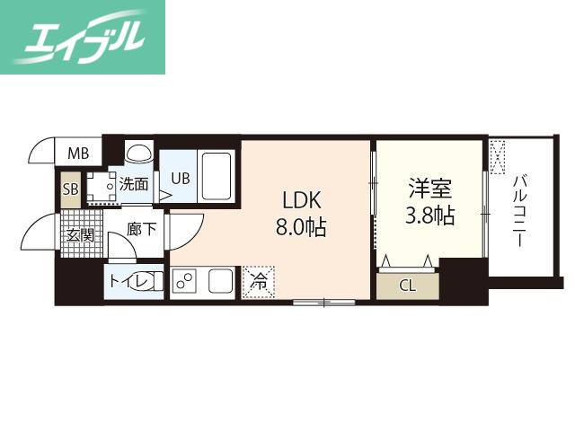 S-RESIDENCE表町(1LDK/3階)の間取り写真