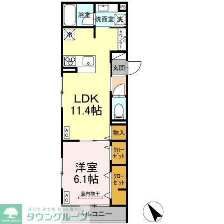 D-PRECIOUS立川高松町(1LDK/1階)の間取り写真