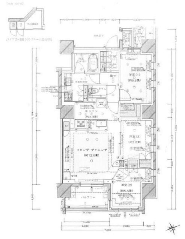 ドレッセ港北センター北(3LDK/7階)の間取り写真