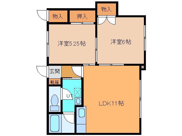 ハイツ林(2LDK/2階)の間取り写真