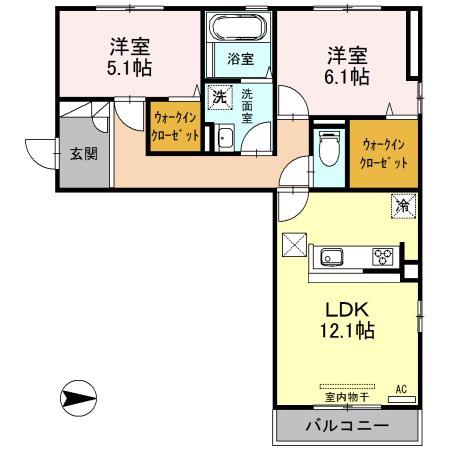 セレーノ クローバー(2LDK/1階)の間取り写真