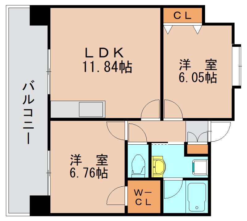コンフォート二又瀬(2LDK/8階)の間取り写真