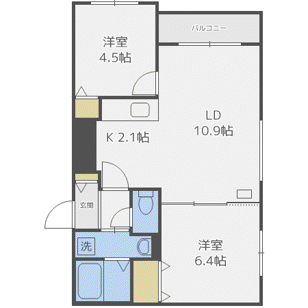 ブランシャール栄通FOREST(2LDK/3階)の間取り写真