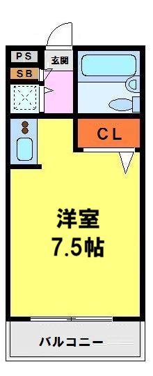 RIO花屋敷(1K/1階)の間取り写真