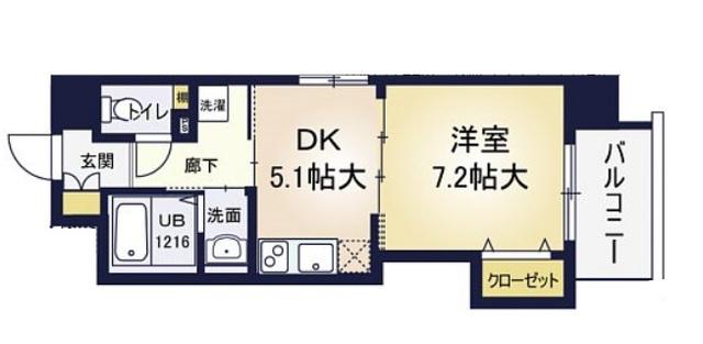 グレースTM(1DK/6階)の間取り写真