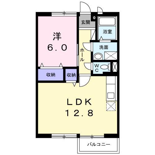 ファミールパレスA(1LDK/1階)の間取り写真