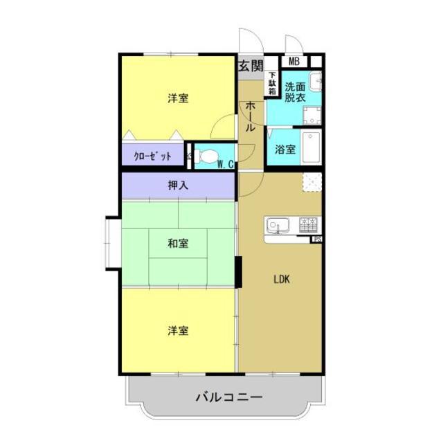 ピオーネハイツ(3LDK/3階)の間取り写真