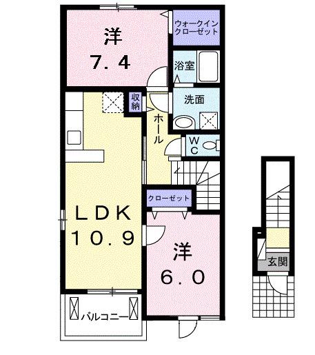 サンビームIV(2LDK/2階)の間取り写真