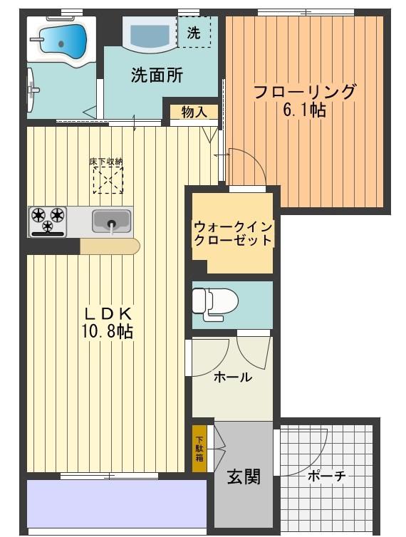 ラ・ヴィラーチェ デュオ(1LDK/1階)の間取り写真