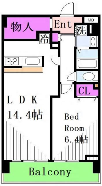 ラヴィッサン(1LDK/4階)の間取り写真