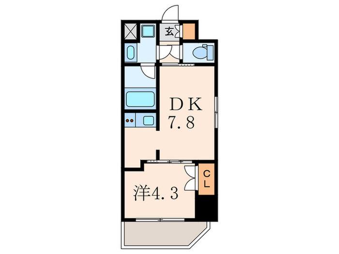 パークアクシス学芸大学レジデンス(1DK/9階)の間取り写真