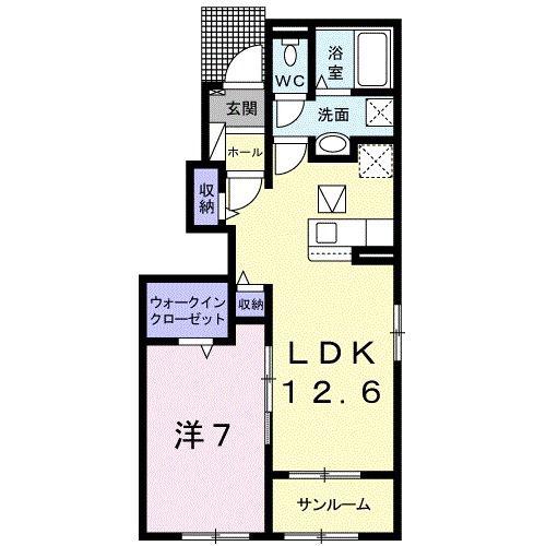 ポライトリー A(1LDK/1階)の間取り写真