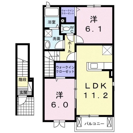 ラ・リューアB(2LDK/2階)の間取り写真