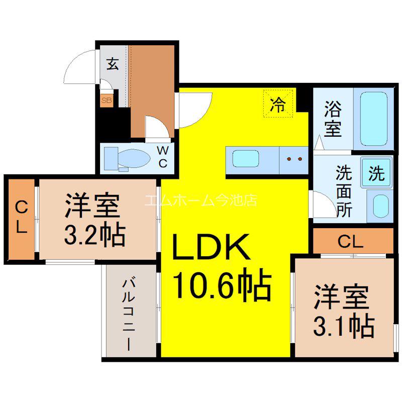 REGALEST WOOD TERRACE JOSHIN(2LDK/3階)の間取り写真