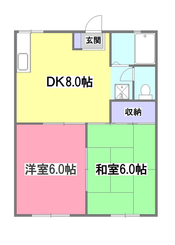 ウォーターパーク塚本B棟III(2DK/1階)の間取り写真