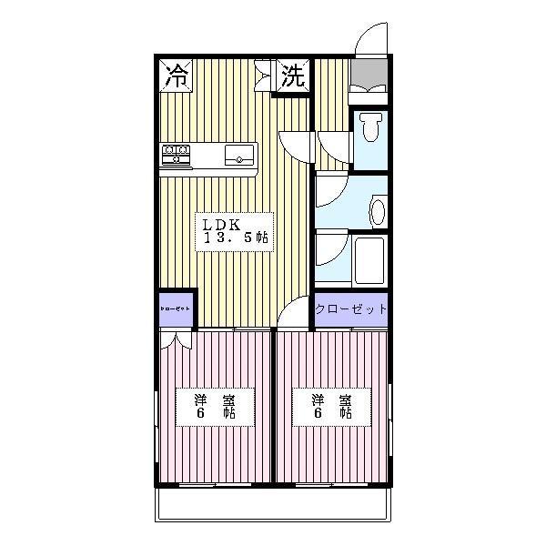 アステール原山(2LDK/4階)の間取り写真