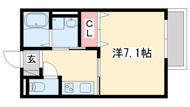 ロイヤルハイツ上本町(1K/1階)の間取り写真
